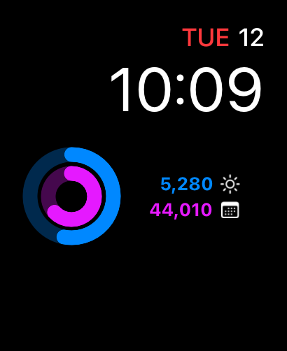 Modular watch face with steps complication